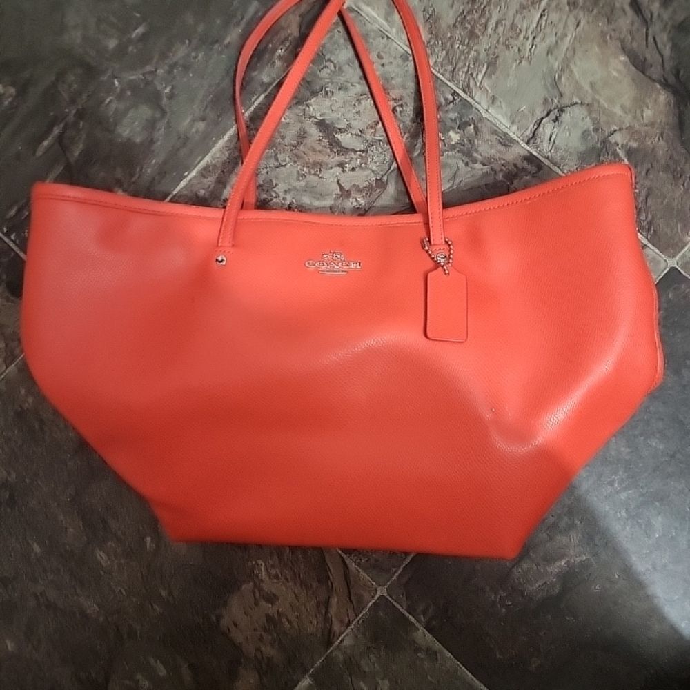 Coach Orange Leather VINTAGE Purse with Zipper